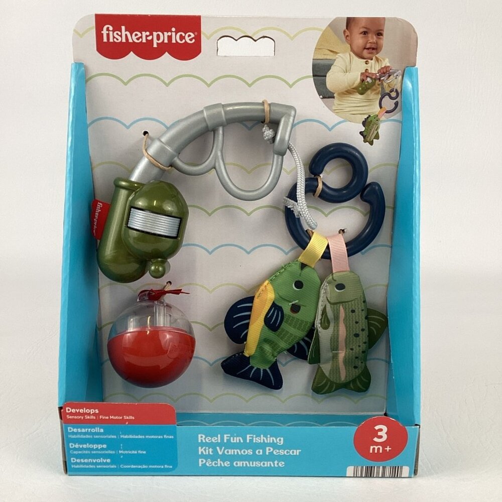 Fisher Price Reel Fun Fishing Sensory Motor Skills Baby Toy Bobber Rattle New